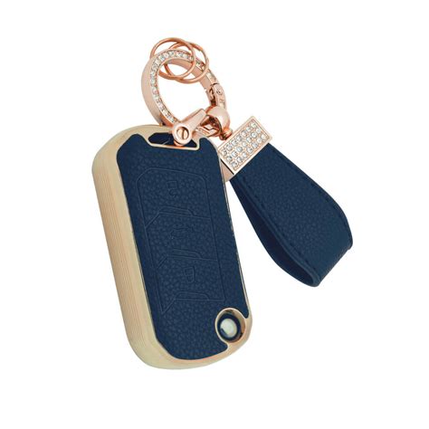 Keyzone litchi leather textured TPU key cover & keychain for Thar, Tha