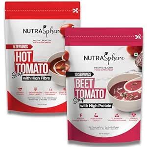 NutraSphere Tomato, Beetroot Soup Packets Combo. High Protein, High ...