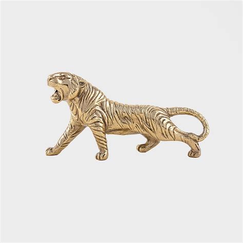 Buy Brass Metallic Tiger Online | Home Decor Showpiece | Table Decor Items