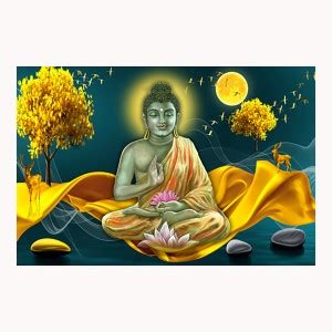 Lord Buddha 3d Wallpaper | Buddha Poster Sparkle Coated Self Adhesive ...