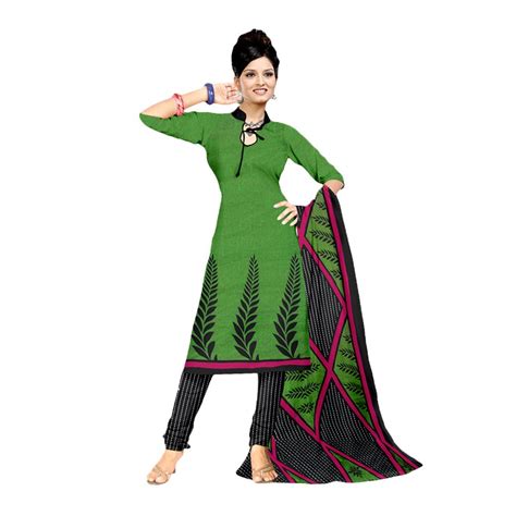 Buy Green & Black Printed Crepe Dress Material at Amazon.in