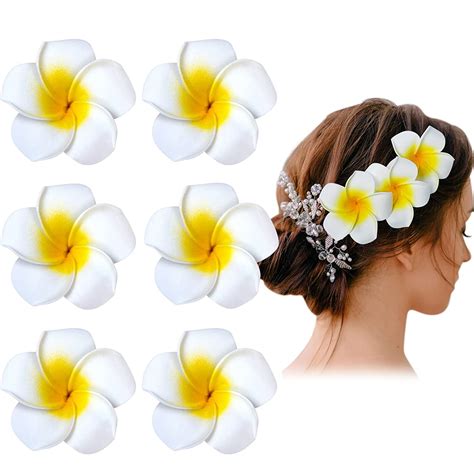 24 Pack Hawaiian Flower Hair Clips, 2.5 Inch Plumeria Foam Hair ...