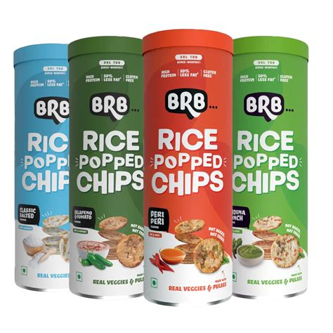 BRB Rice Popped Chips | Not Baked, Not Fried | 4 Tubs X 85 Grams | 4 ...