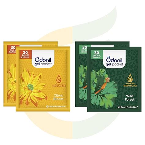 Odonil Gel Pocket - 40g (Assorted Pack of 4) | Citrus Bloom + Wild ...