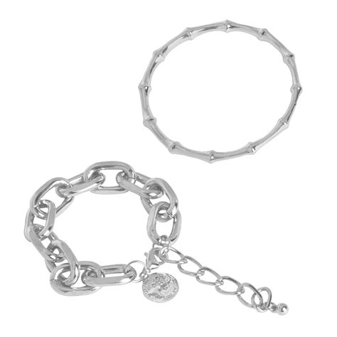 Nadia Silver Chain Link Set of 2 Bracelet – Joker & Witch