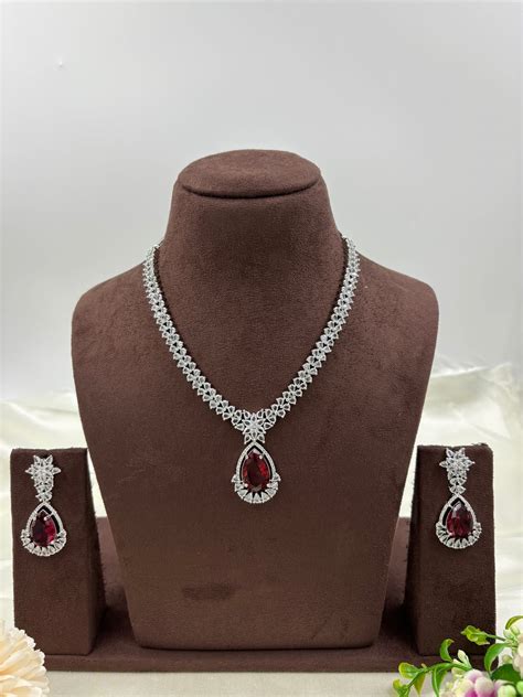 Sahira Premium Drop American Diamond Necklace – Kaushalya Art Jewellery