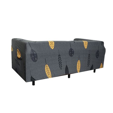 Printed Sofa Cover - Grey Mustard Leaf – House of quirk