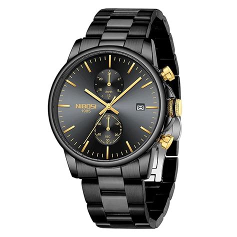 NIBOSI Men's Watch Analog Quartz Black Dial Wrist Watch for Men ...