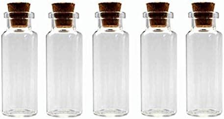 GIFTBASH Premium Long Neck Glass Bottle (Op) with Cork Lid, Set Of 6Pcs ...