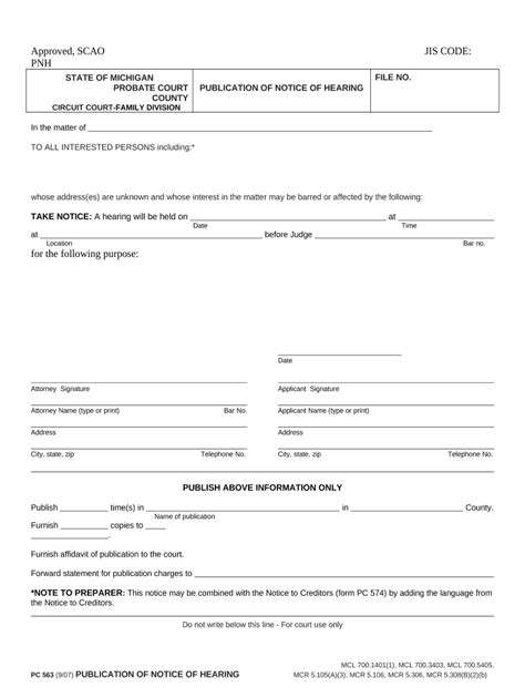 Michigan Notice of Hearing - Blank Fillable Template | Fill Out, Print ...
