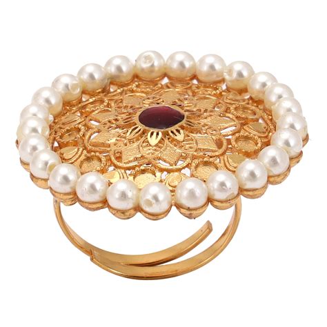 Pearl Embedded Pasha Finger Ring