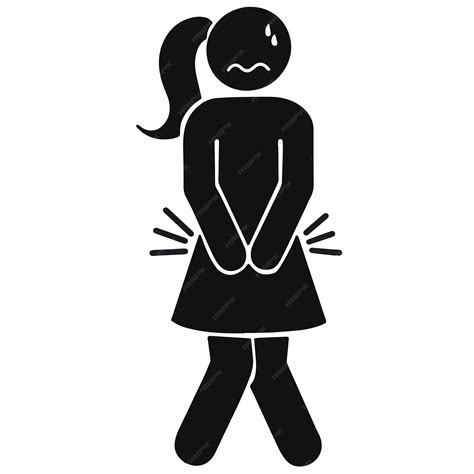 Premium Vector | Vector woman holding her pee icon illustration