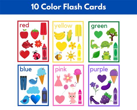 Color Flash Cards Printable Full Color Preschool Activity Homeschool ...
