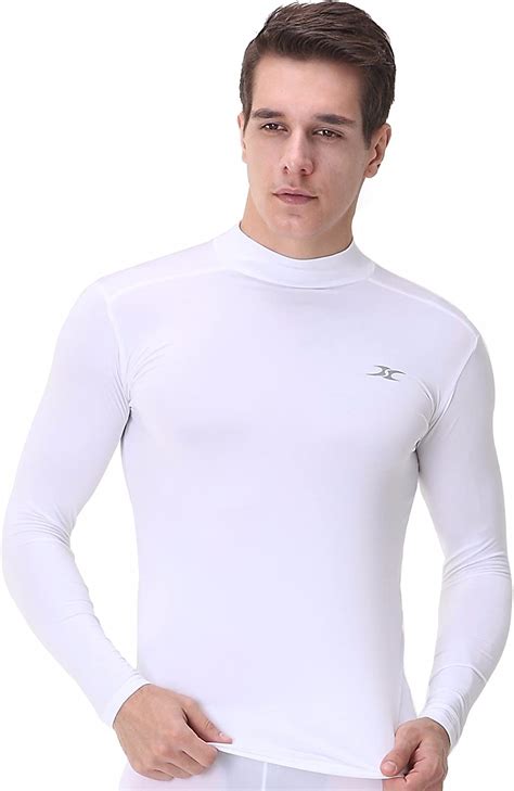 Mock Turtleneck Men Shirts Tops Base Layer Compression Long Sleeve T ...