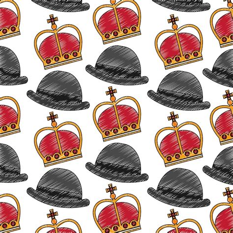 Couronne de roi avec motif de chapeau de gentleman | Vecteur Premium