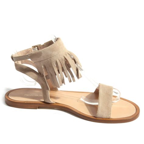 B0383 sandalo donna PENNYBLACK scarpa frange beige shoe woman