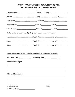 Fillable Online jccdallas Extended Care - Jewish Community Center Fax ...