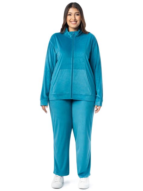 Athletic Works Women's Plus Velour Tracksuit 2-Piece Set, Size 1X-4X ...