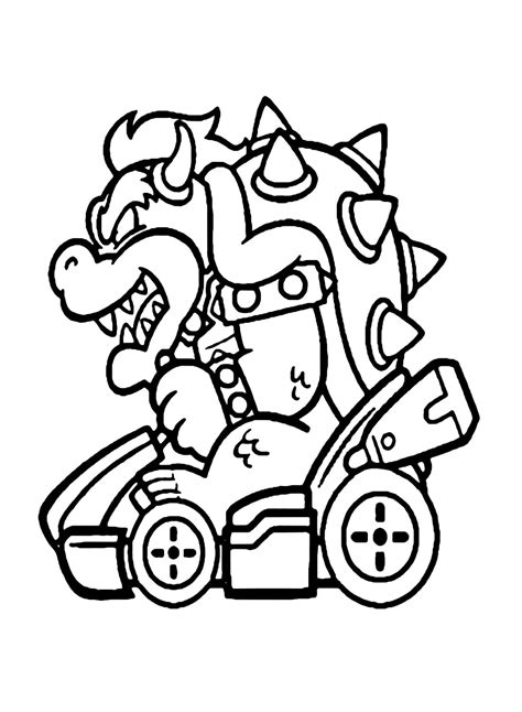 Bowser Mario Kart Coloring Page