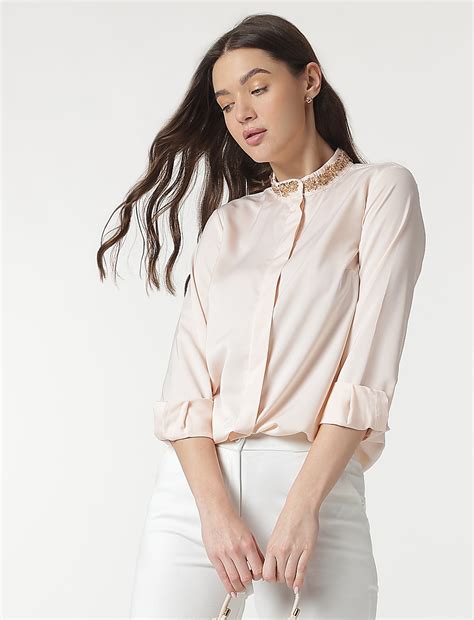 Buy Embellished Mandarin Collar Shirt at Marks & Spencer