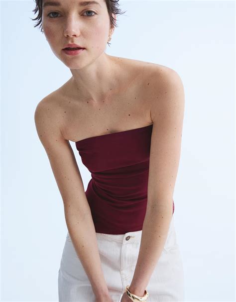 Bandeau top with gathered detail - BSK Teen | Bershka