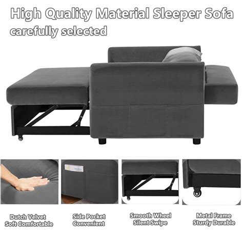 Gynsseh Pull Out Sofa Sleeper, 3 in 1 Design Convertible Loveseat with ...