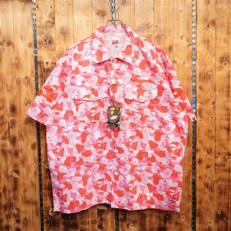 デッドストック タグ付き bape by a bathing ape ピンク カモ シャツ XL/迷彩 エイプ | 古着屋youth vintage