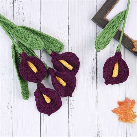 Calla Lilies - Handcrafted Crochet Flowers - Violet Flower/Sunshine ...