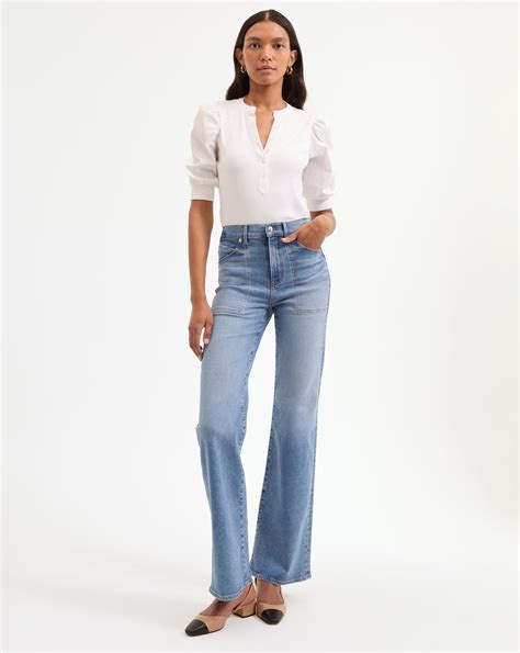 Crosbie Patch-Pocket Slim Wide-Leg Jean - Veronica Beard®