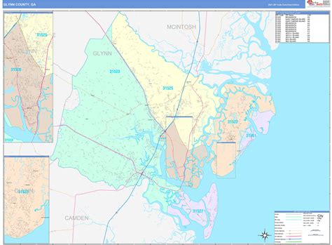 Glynn County, GA Wall Map Color Cast Style by MarketMAPS - MapSales