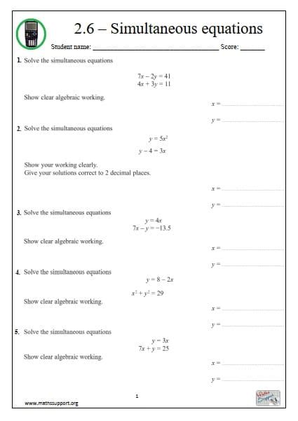 Image result for Simultaneous Equations Revision