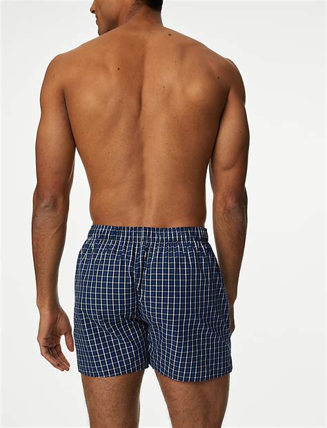 Buy 3pk Pure Cotton StayNew™ Checked Boxers at Marks & Spencer