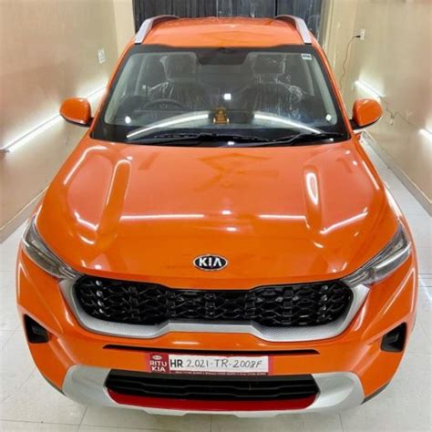 Kia Sonet wrapped in Orange is a head turner