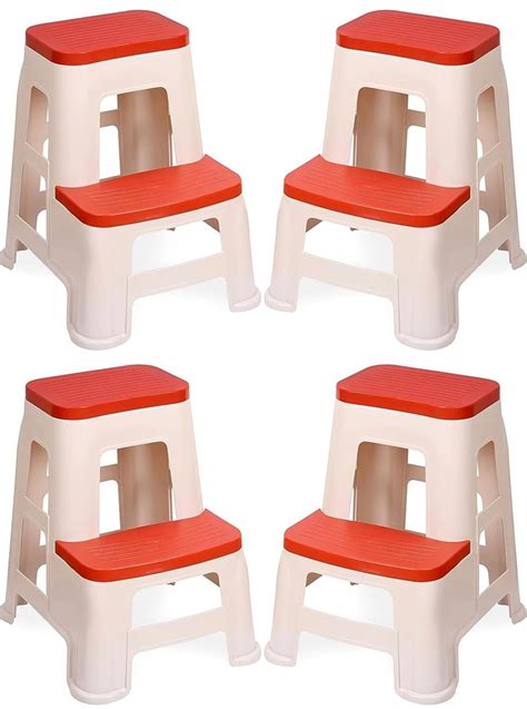 SKYGLAMOUR 2-Step Plastic Heavy Duty Multi-Purpose Plastic Step Stool ...