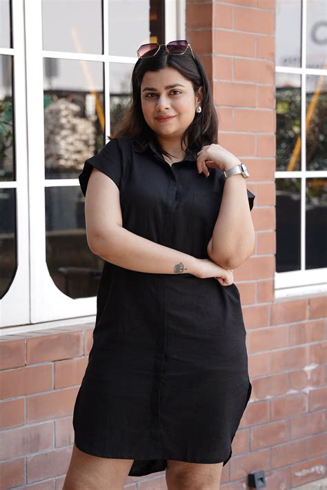 Black Breeze Linen Blend Shirt Dress by Wyshlist