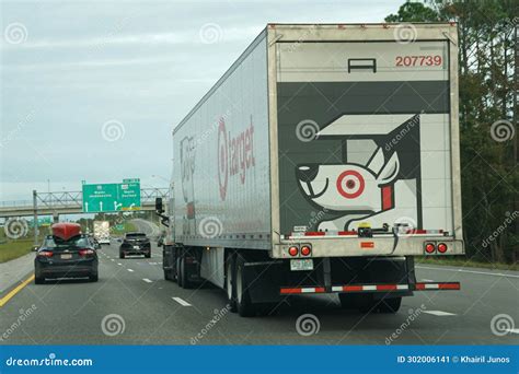 Florida, U.S - November 14, 2023 - the Target Freight Truck Moving on the Highway Editorial ...
