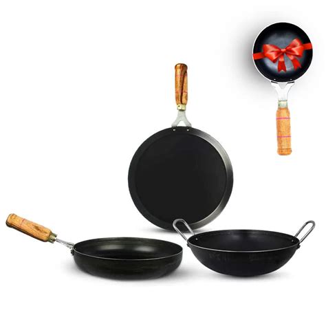 Buy The Indus Valley Pure Iron Cookware Set for Cooking & Deep Frying ...