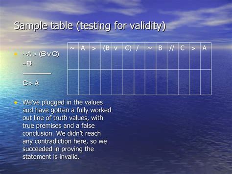 Image result for Indirect Truth Table Example