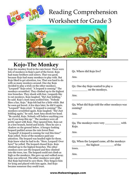 3rd Reading Comprehension Worksheet
