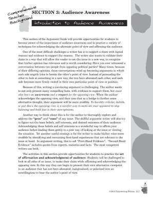 Fillable Online Introduction to Audience Awareness - Empowering Writers ...