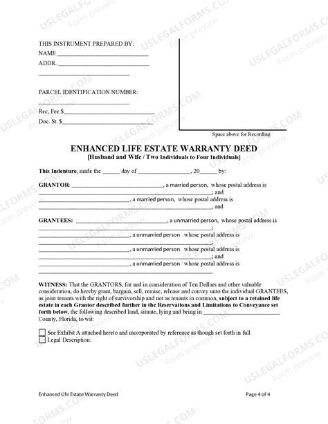 Hollywood Florida Enhanced Life Estate or Lady Bird Deed - Warranty ...