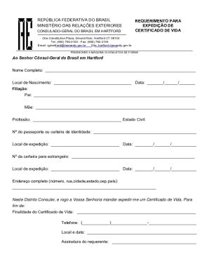 Fillable Online ATESTADO DE VIDA PARA COMPROVAO ... - sistemas.mre.gov ...