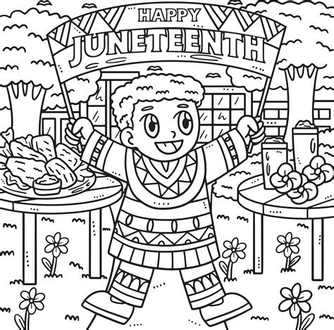Happy Juneteenth Banner Coloring Page for Kids 22463913 Vector Art at Vecteezy