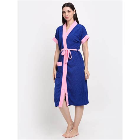 Buy Creeva Blue Dual Tone Micro Terry Bath Robe Online
