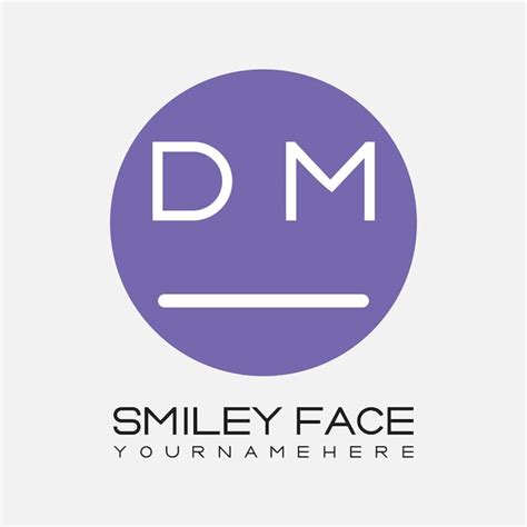 Monogramme initial DM pour le logo du visage souriant avec un design de ...