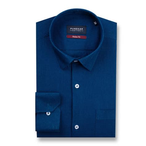 Royal Blue Color Linen Formal Shirts For Men – Punekar Cotton