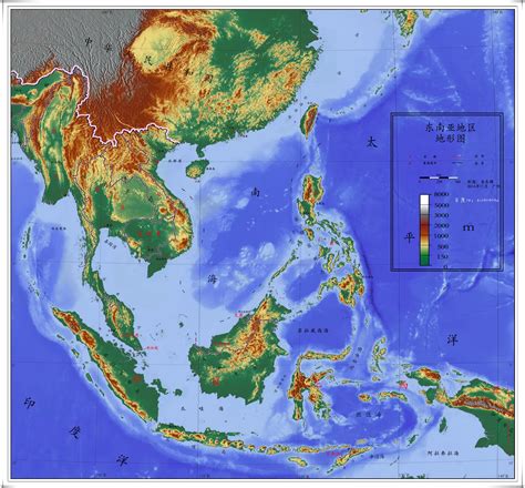 东南亚地势图 - 亚洲地图 - 地理教师网