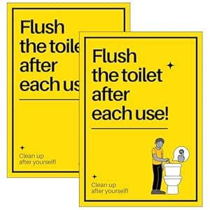 Flush The Toilet After Each Use Sticker | Waterproof Tear-Free Self ...