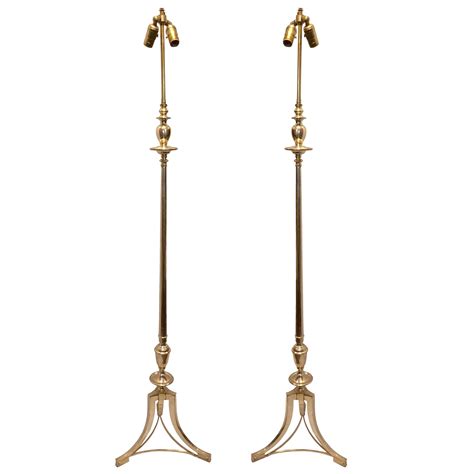 Pair of Silver Plated Floor Lamps For Sale at 1stDibs