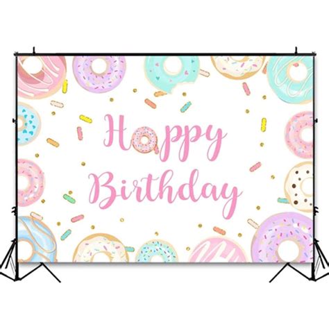 210X150CM Cartoon Doughnut Backdrop Gathering Decoration Pongee ...